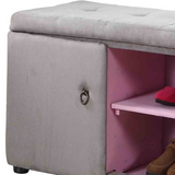 "Light Gray and Pink Tufted Shoe Storage Bench" - WhatYouNeedSales