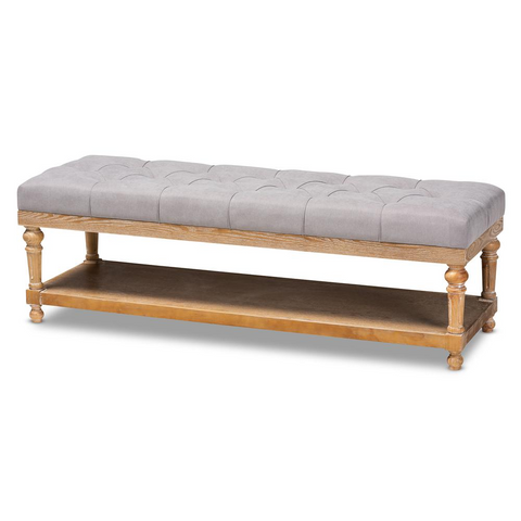 Linda and Rustic Grey Linen Fabric Upholstered and Greywashed Wood Storage Bench - WhatYouNeedSales