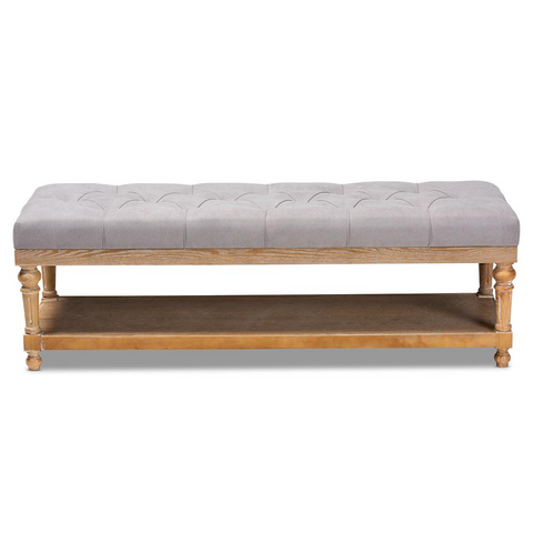 Linda and Rustic Grey Linen Fabric Upholstered and Greywashed Wood Storage Bench - WhatYouNeedSales