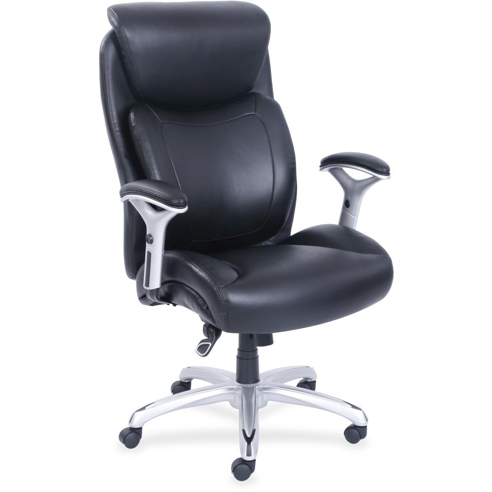 Lorell Big & Tall Chair with Flexible Air Technology - Black Bonded Leather Seat - Black Bonded Leather Back - 5-star Base - Armrest - 1 Each - WhatYouNeedSales