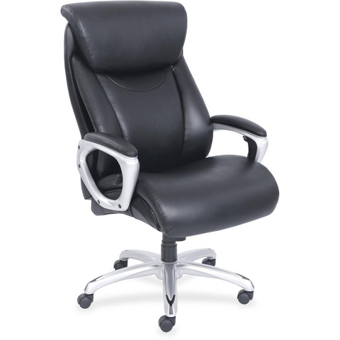 Lorell Big & Tall Chair with Flexible Air Technology - Black Bonded Leather Seat - Black Bonded Leather Back - 5-star Base - Armrest - 1 Each - WhatYouNeedSales