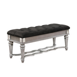 Black Velvet Tufted Bedroom Bench with Mirrored Accents - WhatYouNeedSales