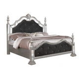 Black Velvet Tufted Bedroom Bench with Mirrored Accents - WhatYouNeedSales