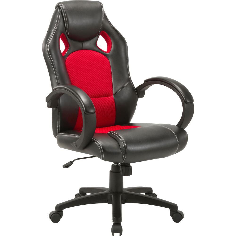 LYS High-back Gaming Chair - For Gaming - Polyurethane, Mesh, Nylon - Red, Black - WhatYouNeedSales