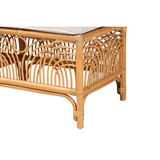 Materra Modern bohemian Natural Brown Rattan Bench - WhatYouNeedSales