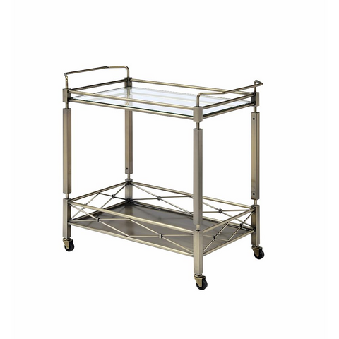 Matiesen Serving Cart, Antique Gold & Clear Glass - WhatYouNeedSales