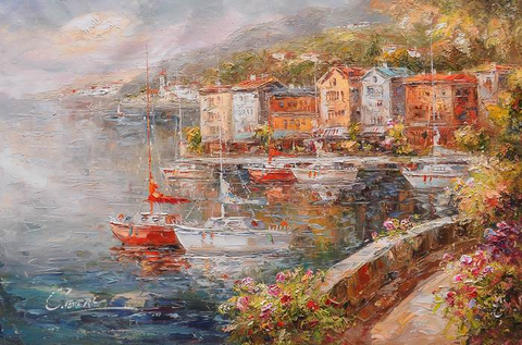 Mediterranean Bank River Knife Art Painting - WhatYouNeedSales