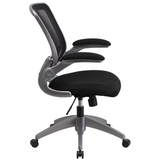 Mid-Back Black Mesh Swivel Ergonomic Task Office Chair with Gray Frame and Flip-Up Arms - WhatYouNeedSales