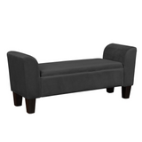 Mila Black Velvet Ottoman Bench with Storage - WhatYouNeedSales