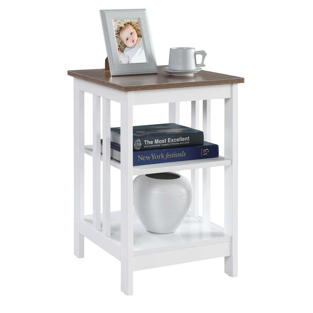 Mission End Table Driftwood/White - Stylish and Functional