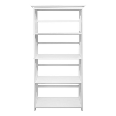 Mission Style 5-Shelf Bookcase - White - WhatYouNeedSales