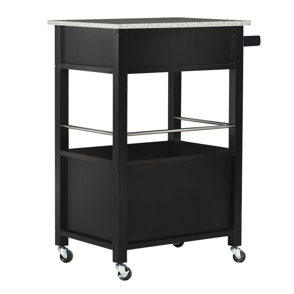 Mitchell Black Kitchen Cart With Granite Top - WhatYouNeedSales