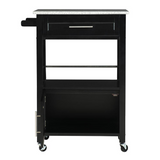 Mitchell Black Kitchen Cart With Granite Top - WhatYouNeedSales