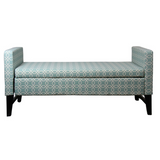 "Modern Aqua Teal Geometric Print Storage Bench" - WhatYouNeedSales