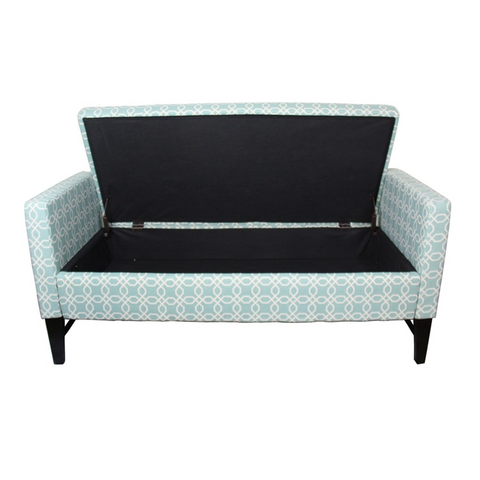 "Modern Aqua Teal Geometric Print Storage Bench" - WhatYouNeedSales