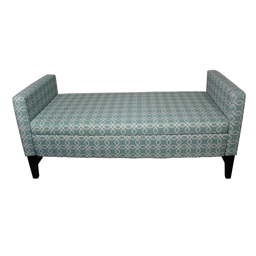 "Modern Aqua Teal Geometric Print Storage Bench" - WhatYouNeedSales