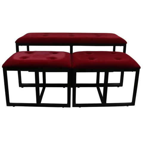 "Modern Black and Red Metal Three Piece Bench Set" - WhatYouNeedSales