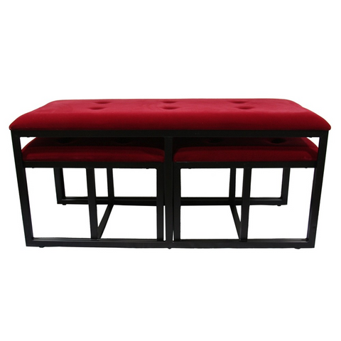 "Modern Black and Red Metal Three Piece Bench Set" - WhatYouNeedSales