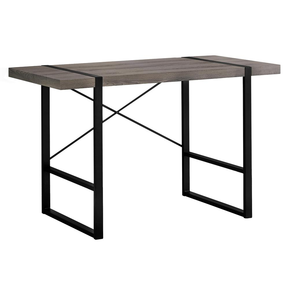 Taupe Computer Desk with a Black Metal Touch - Ember Workspace - WhatYouNeedSales