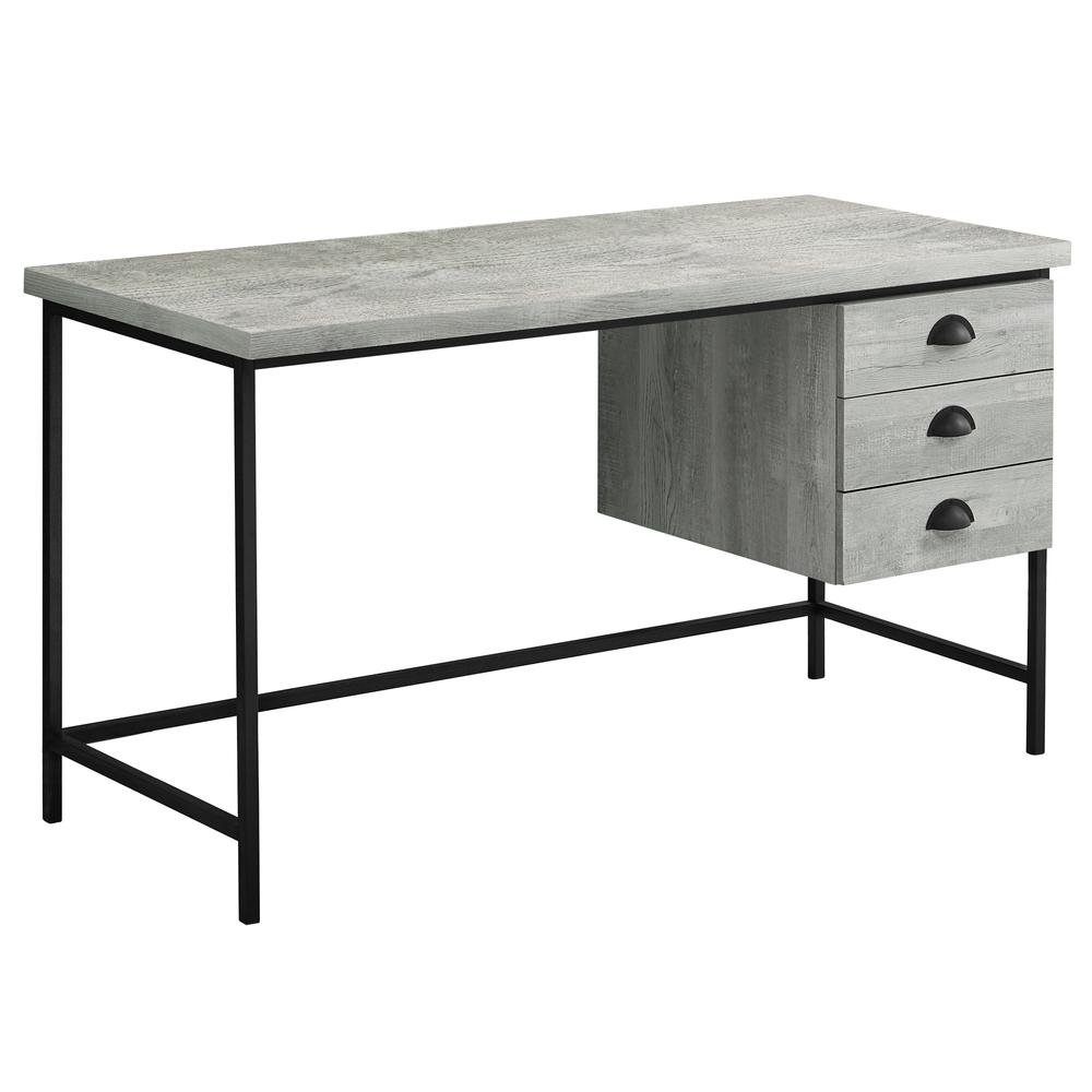 Black Metal Frame with Grey Reclaimed Wood Desk - Ember Workspace - WhatYouNeedSales