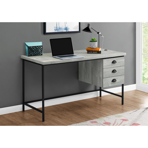 Black Metal Frame with Grey Reclaimed Wood Desk - Ember Workspace - WhatYouNeedSales