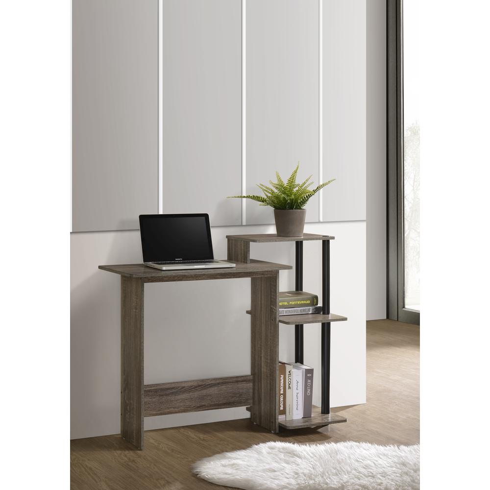 Furinno Efficient Home Computer Desk with Bookshelves- Ember Workspace - WhatYouNeedSales