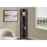 BOOKCASE - 62"H / ESPRESSO / BLACK METAL CORNER ETAGERE - WhatYouNeedSales