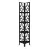 BOOKCASE - 62"H / ESPRESSO / BLACK METAL CORNER ETAGERE - WhatYouNeedSales