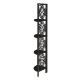 BOOKCASE - 62"H / ESPRESSO / BLACK METAL CORNER ETAGERE - WhatYouNeedSales