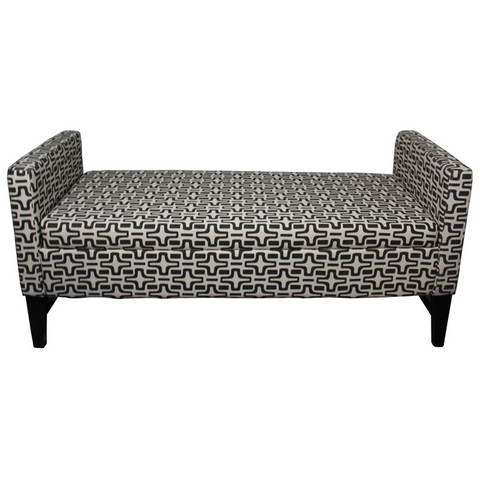 "Modern Dark Brown and White Retro Star Print Storage Bench" - WhatYouNeedSales