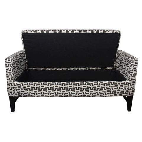 "Modern Dark Brown and White Retro Star Print Storage Bench" - WhatYouNeedSales