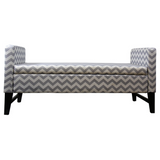 "Modern Gray and White Chevron Print Storage Bench" - WhatYouNeedSales