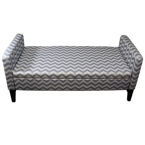 "Modern Gray and White Chevron Print Storage Bench" - WhatYouNeedSales