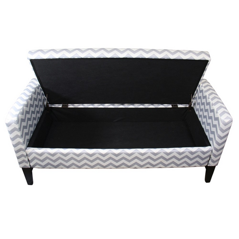 "Modern Gray and White Chevron Print Storage Bench" - WhatYouNeedSales