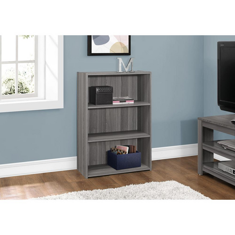 BOOKCASE - 36"H / GREY WITH 3 SHELVES - WhatYouNeedSales