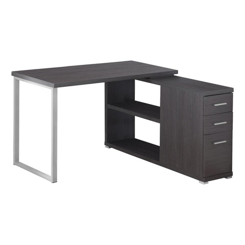 Hollow Core Metal Computer Corner Desk in Grey/Silver with Particle Board - PinnacleWorkspace - WhatYouNeedSales