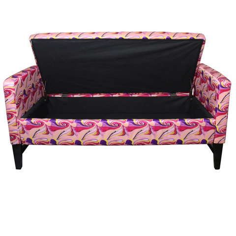 "Modern Hot Pink and Purple Abstract Print Storage Bench" - WhatYouNeedSales