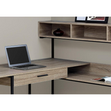 Corner Computer Desk In Dark Taupe With Black Metal - Ember Workspace - WhatYouNeedSales