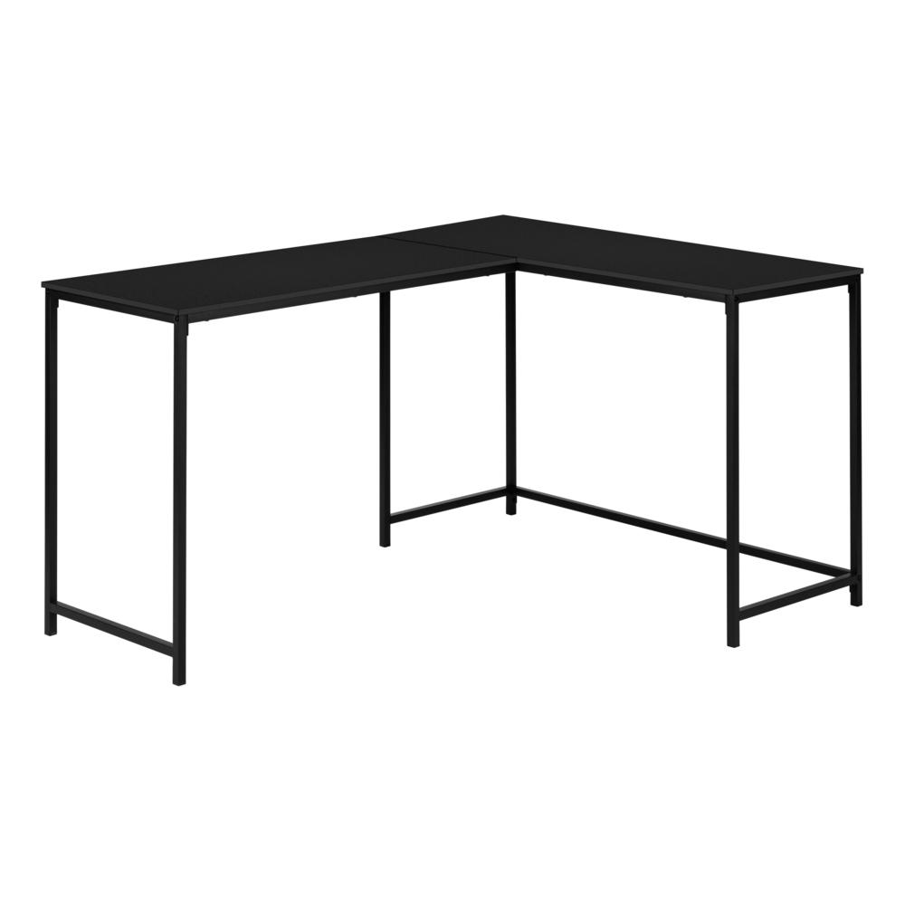 L-Shaped Corner Computer Desk, 58"L, Metal Frame, Black - Ember Workspace - WhatYouNeedSales