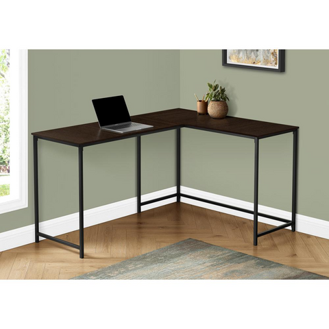 Espresso Top With Black Metal Corner COMPUTER DESK - Ember Workspace - WhatYouNeedSales