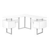 White and Silver Metal Corner Computer Desk - Ember Workspace - WhatYouNeedSales