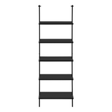 BOOKCASE - 72"H LADDER BLACK / BLACK METAL - WhatYouNeedSales