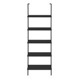 BOOKCASE - 72"H LADDER BLACK / BLACK METAL - WhatYouNeedSales