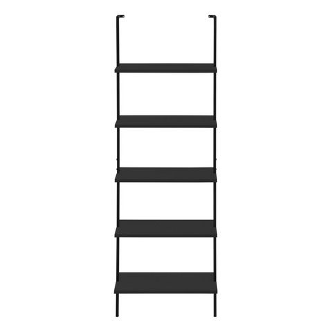 BOOKCASE - 72"H LADDER BLACK / BLACK METAL - WhatYouNeedSales