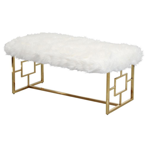 White and Gold Stainless Steel Bench - WhatYouNeedSales