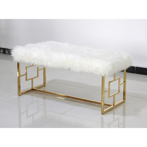 White and Gold Stainless Steel Bench - WhatYouNeedSales