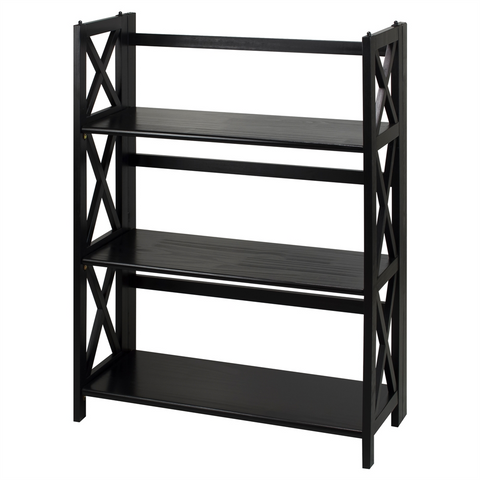 Montego 3-Shelf Folding Bookcase -Black - WhatYouNeedSales