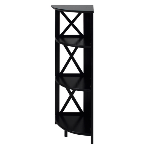 Montego 4-Shelf Corner Folding Bookcase-Black - WhatYouNeedSales