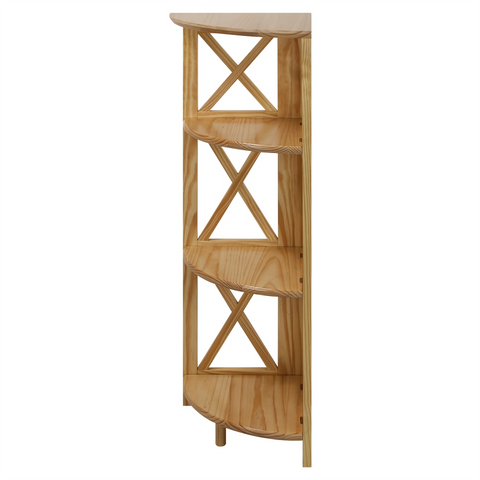 Montego 4-Shelf Corner Folding Bookcase-Natural - WhatYouNeedSales