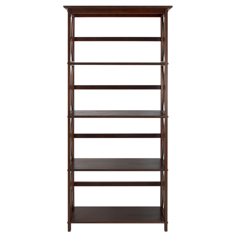 Montego 5-Shelf Bookcase-Walnut - WhatYouNeedSales